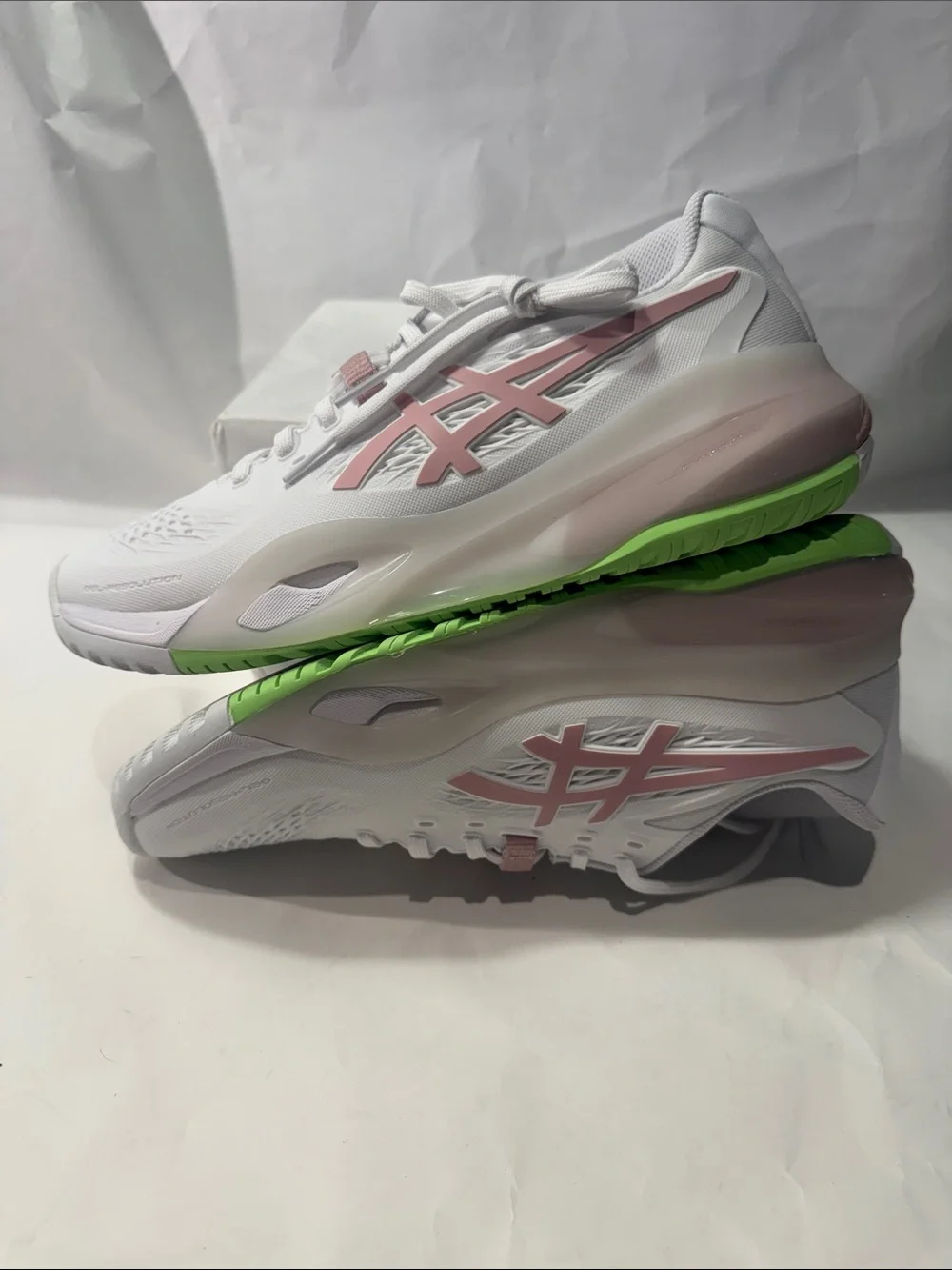 ASICS GEL-Resolution X Women’s 8.5 WIDE Tennis Shoes White Pink Green NEW